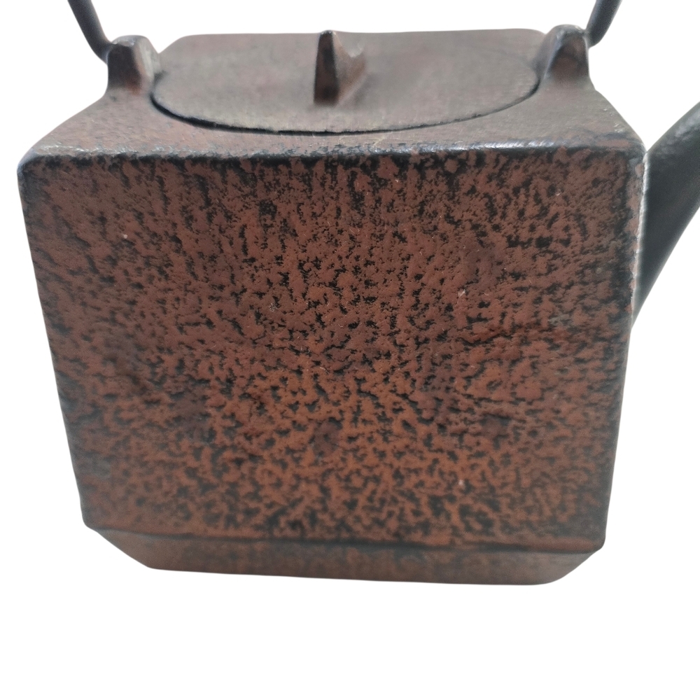 Rare Iwachu Japanese Square Tetsubin Cast Iron Teapot Enamel Lined Infuser - Picture 8 of 13